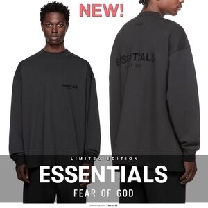 NWT Fear of God ESSENTIALS Stretch Limo Black LS T-Shirt L MSRP $295